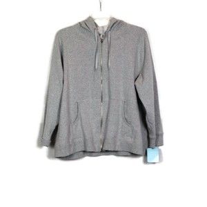 PROSPIRIT Gray Women's Sweatshirt Hooded Zip Drawstring 1X BIN048